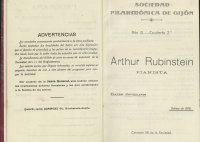 12. Concierto de Arthur Rubinstein I. Febrero 1916