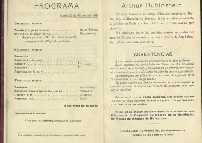 13. Concierto de Arthur Rubinstein II. Febrero 1916