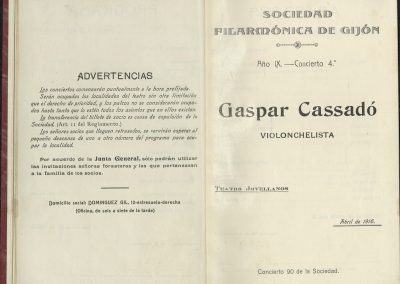 14. Concierto de Gaspar Cassadó I. Abril 1916