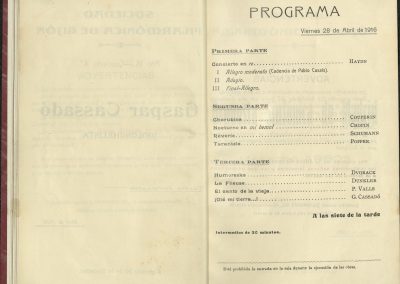 15. Concierto de Gaspar Cassadó II. Abril 1916