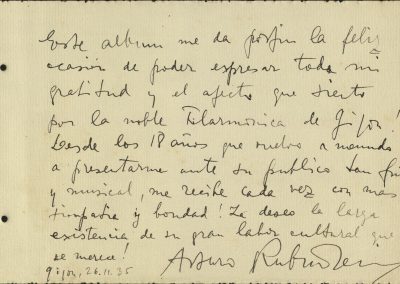 2. Álbum de firmas. Arthur Rubinstein. Noviembre 1935